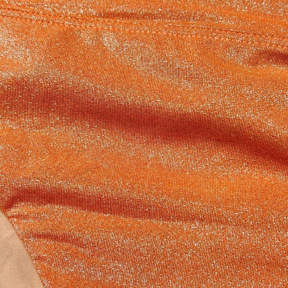 PilyQ PQ Citrine High Waist Teeny Orange Shimmer Swim Bikini Bottom Size L NWT - Picture 6 of 10